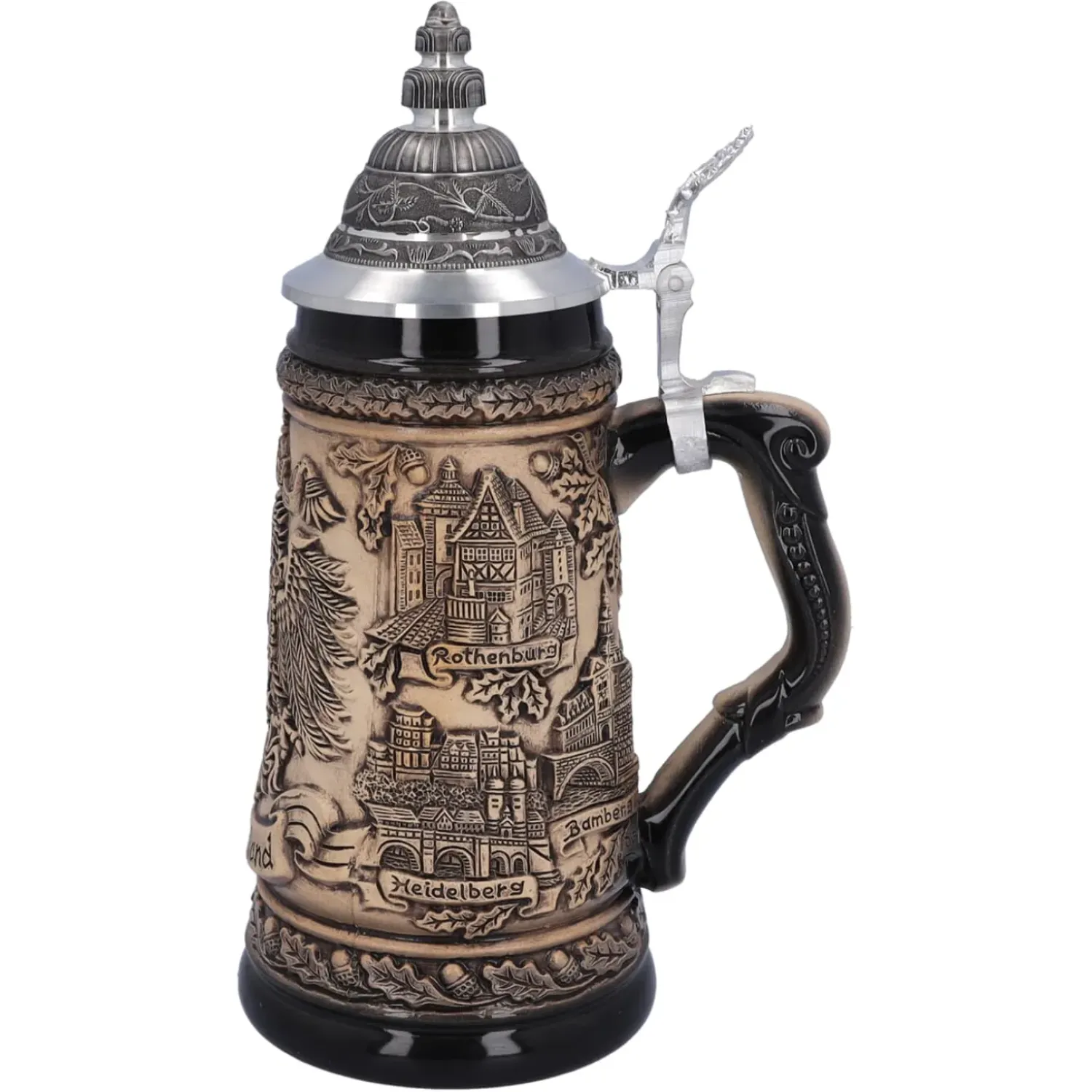 Käthe Wohlfahrt Bierkrug Mit Zinndeckel "Deutschland", Natur, 0,5L