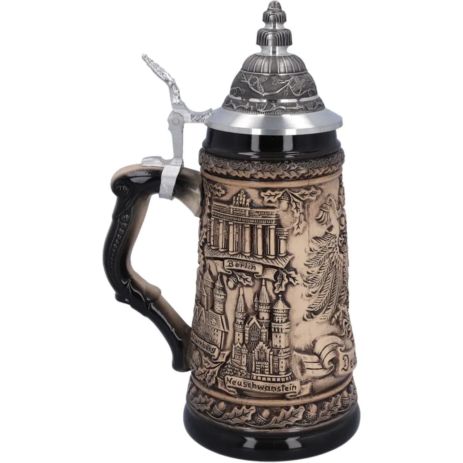 Käthe Wohlfahrt Bierkrug Mit Zinndeckel "Deutschland", Natur, 0,5L