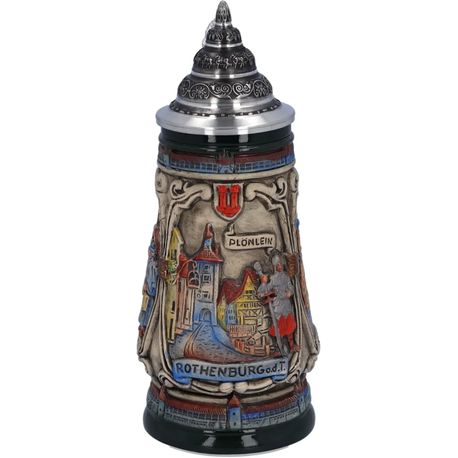 Käthe Wohlfahrt Bierkrug Mit Zinndeckel "Rothenburg Mit Ritter", 0,25L