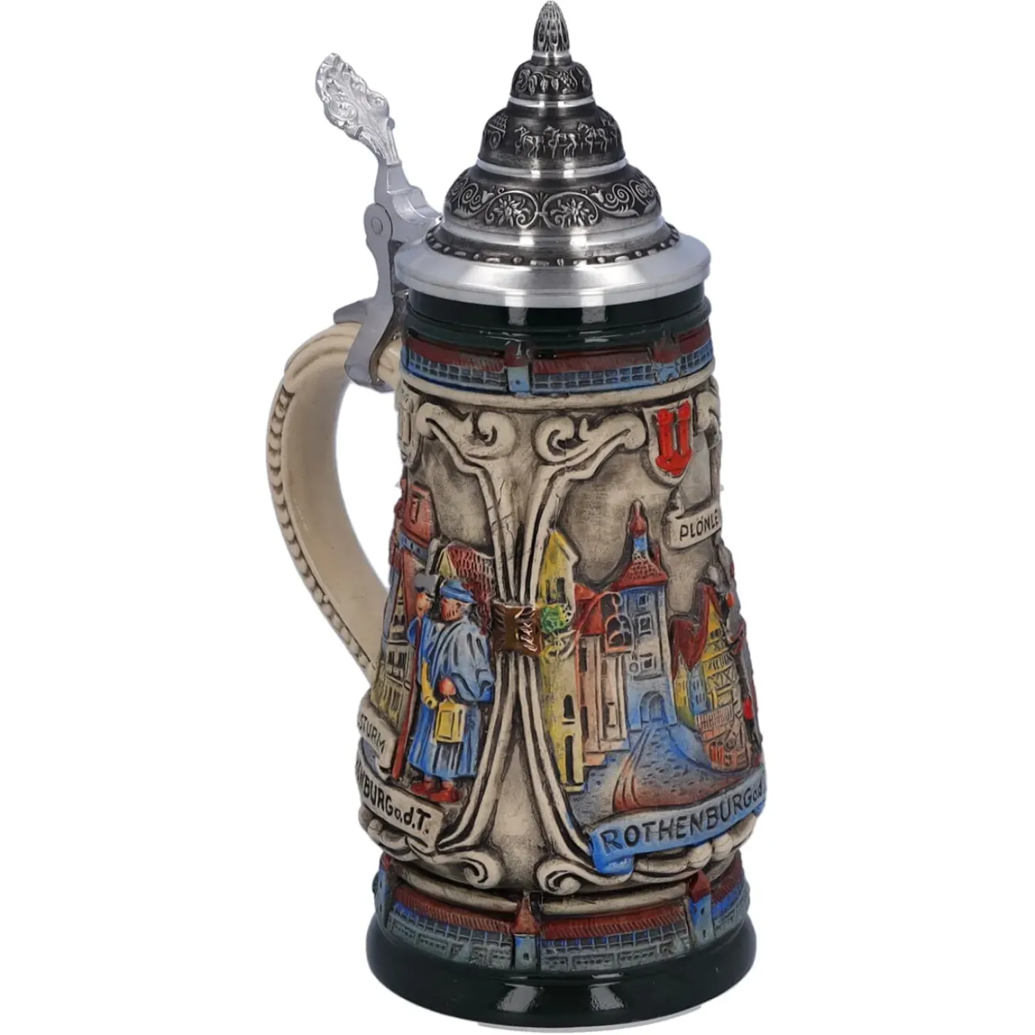 Käthe Wohlfahrt Bierkrug Mit Zinndeckel "Rothenburg Mit Ritter", 0,25L