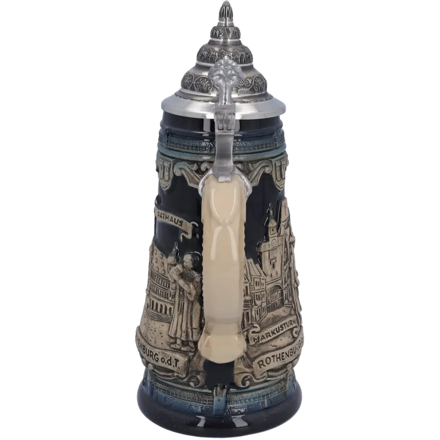 Käthe Wohlfahrt Bierkrug Mit Zinndeckel "Rothenburg Mit Ritter", 0,5L