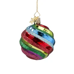 Poesie in Glas Glaskugel Bunt Mit Spiraldekor, 6 Cm