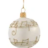 Käthe Wohlfahrt Glaskugel Cremefarben Mit Notenband, 6 Cm