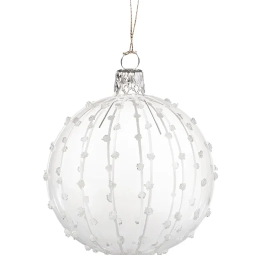 Käthe Wohlfahrt Glaskugel Klar Mit Weisem Glitzerdekor, 7 Cm
