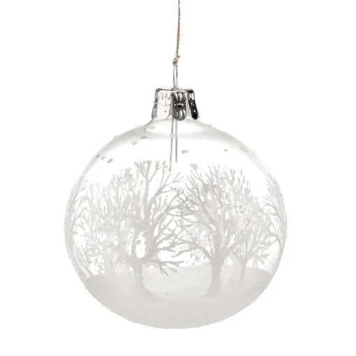 Käthe Wohlfahrt Glaskugel Klar Mit Weisen Baumen, 7 Cm