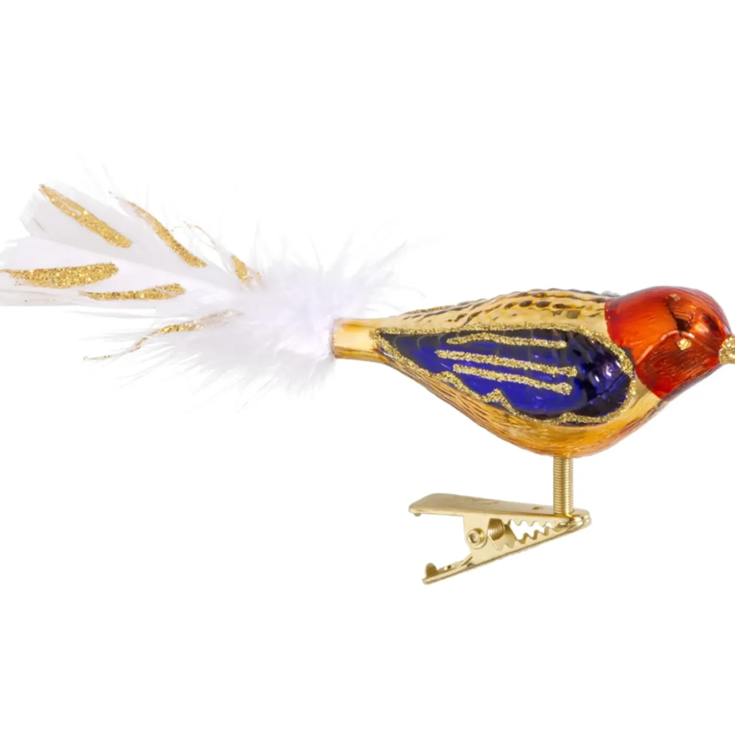 Poesie in Glas Glasvogel Gold-Rot-Violett