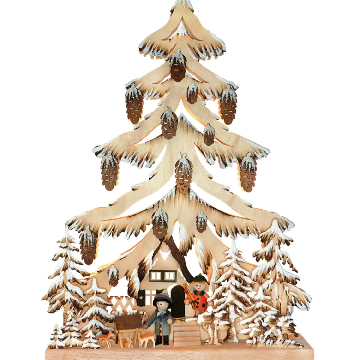 RATAGS Holzdesign Schwibbögen "Tanne Waldhaus", 230V Mit Usb A-Anschluss